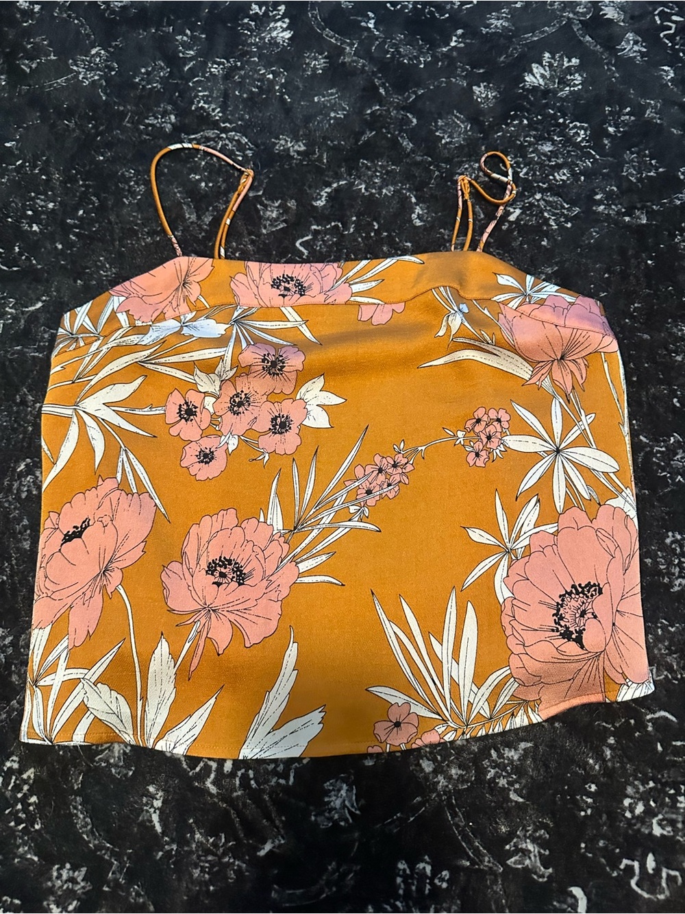 Express Floral Satin Cami in Mustard and Pink